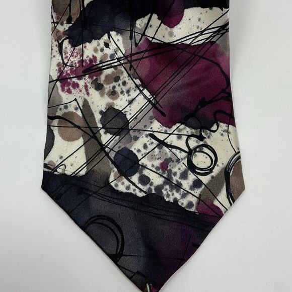 Vintage Robert Daskal Abstract ties 100% Silk Hand Painted Novelty Mens Art Tie - Picture 5 of 6